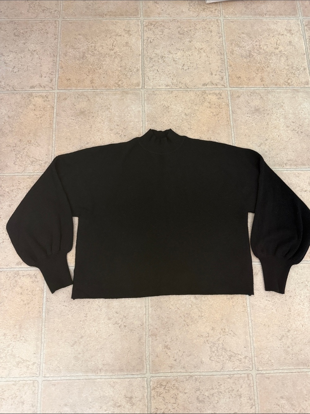 T Tahari Black Ribbed Mock Neck Sweater